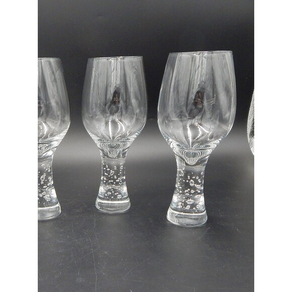 Pier 1 One Bubble Stem Wine Glasses Clear Glassware Set of 4 Hand Blown - Picture 5 of 11